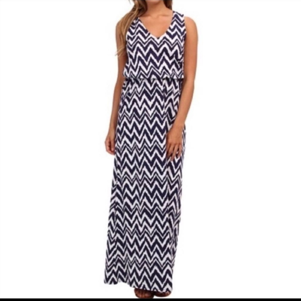 Lilly Pulitzer Navy and White Zigzag Maxi Dress